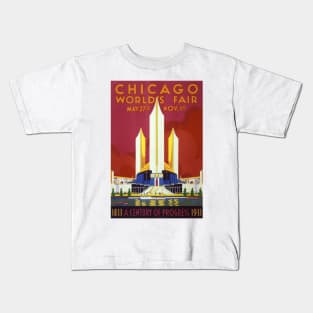Vintage Travel Poster USA Chicago World's Fair 1933 Kids T-Shirt